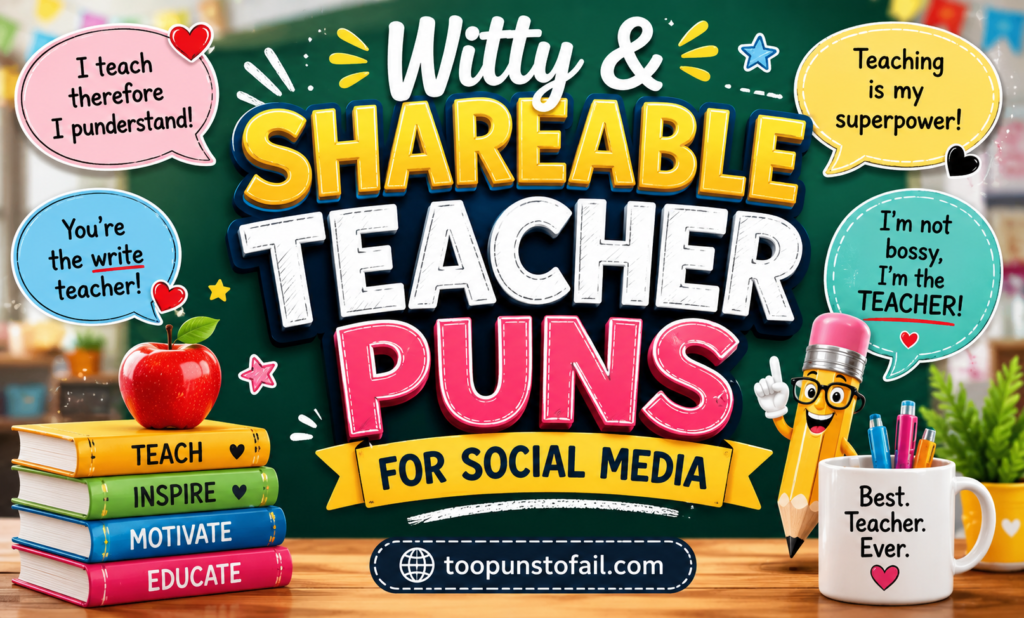 Witty & Shareable Teacher Puns for Social Media